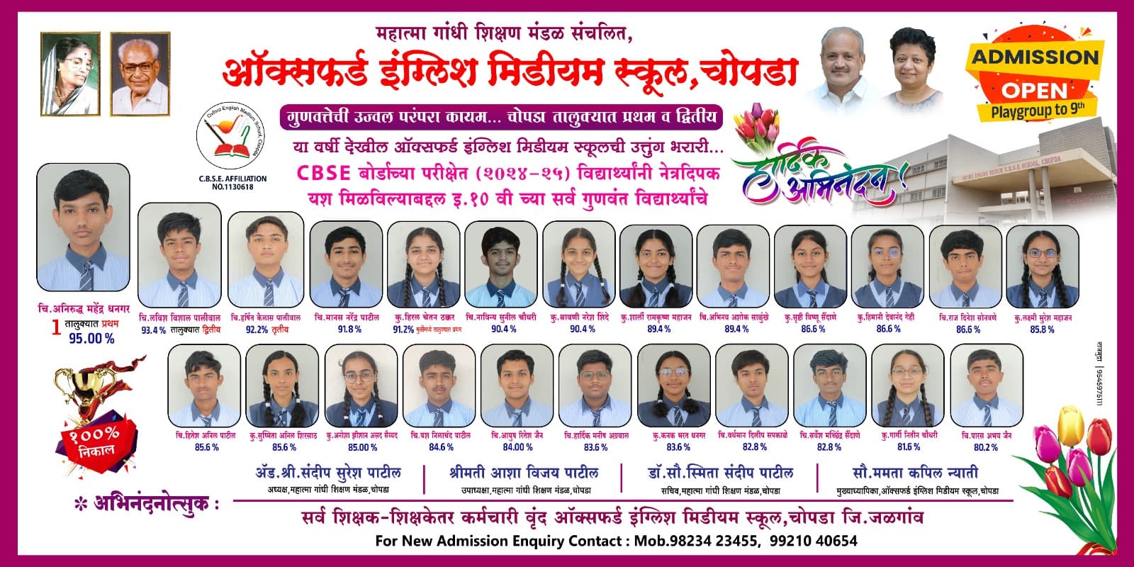 100% Result of Class 10th Board Examination 2024-25